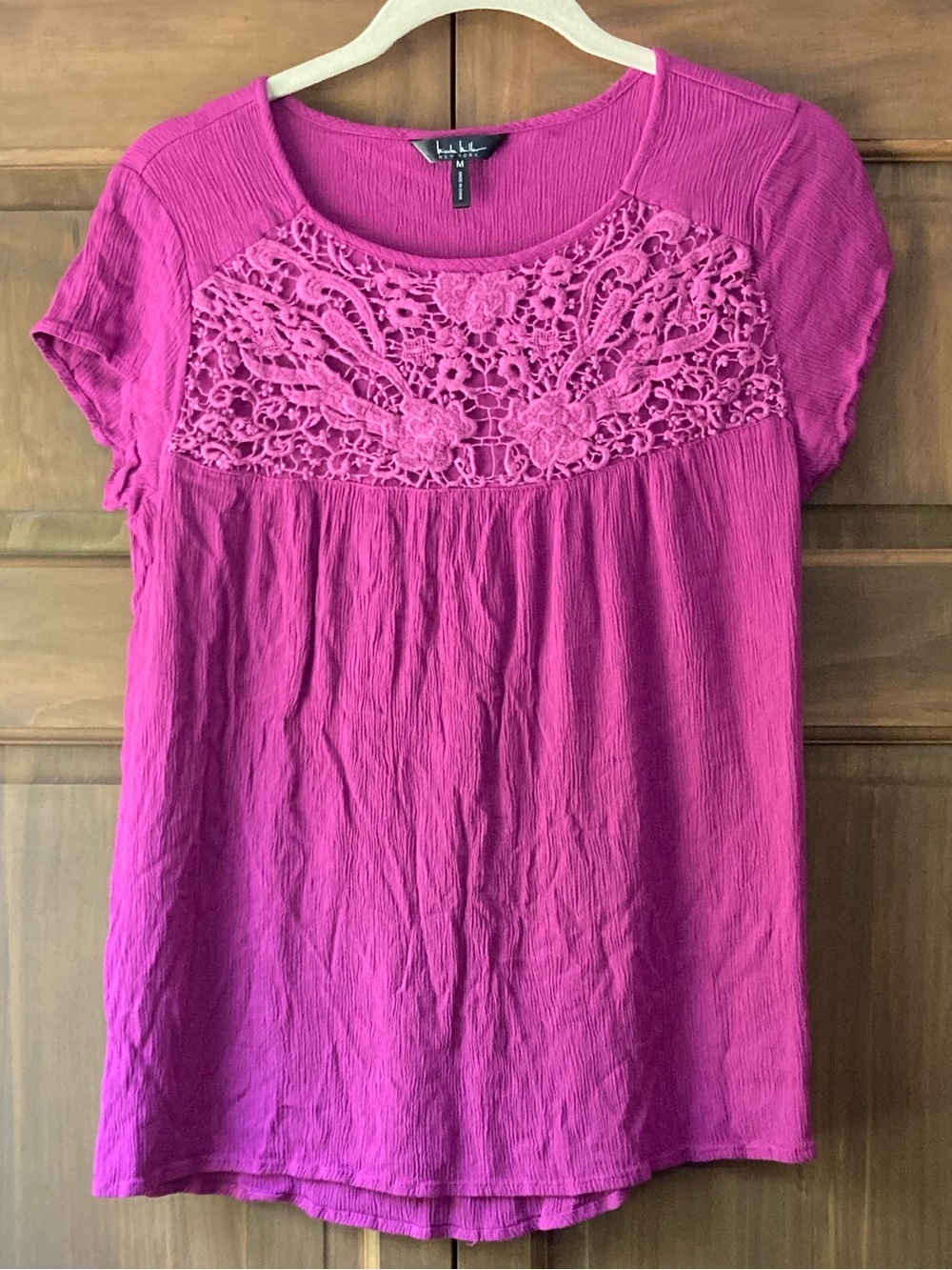 Nicole Miller Pink Crinkle-Texture Top Medium